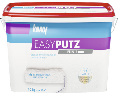 Knauf EASYPUTZ Dekorputz Fein 1,0 mm weiß 10 kg Eimer Knauf Easyputz, gebrauchsfertiger Dekorputz für Innen, 1 Millimeter Körnung