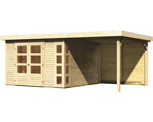 Holzgartenhaus mit Doppeltür und Glasfenstern