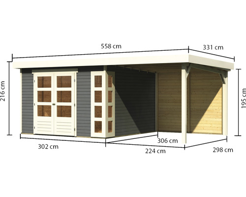 Abmessungen Gartenhaus mit Überdachung
