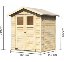 Gartenschuppen aus Holz mit Tür und Fenster, Maße 180 x 152 x 219 Zentimeter