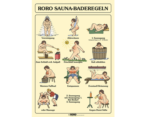 Sauna Baderegel-Tafel roro für Damen