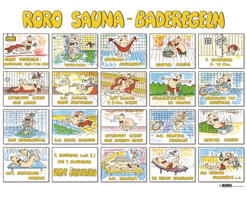 Sauna Baderegel-Tafel Roro für Herren