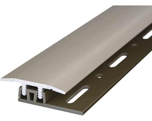 SKANDOR Übergangsprofil Aluminium Edelstahloptik eloxiert 6x27x1000 mm Aluminium Übergangsprofil mit Befestigungslöchern