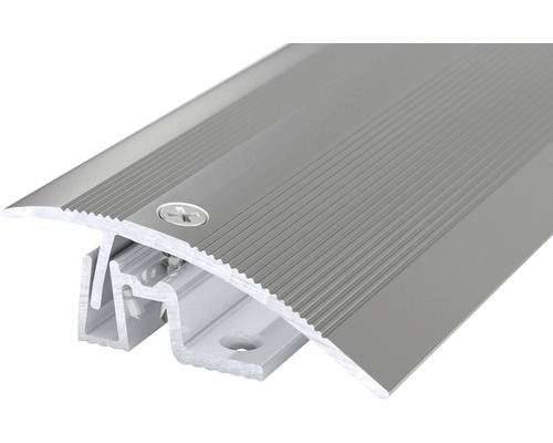 SKANDOR Anpassungsprofil Aluminium Edelstahl eloxiert 15x50x1000 mm Aluminium Übergangsprofil mit Schraube