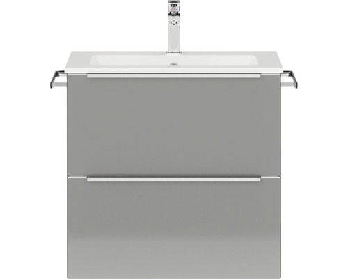 Badmöbel-Set NOBILIA Programm 1 BxHxT 61 x 59,1 x 48,7 cm Frontfarbe grau hochglanz mit Möbel-Waschtisch Griffleiste chrom matt 005 Badmöbel-Set NOBILIA Programm 1 BxHxT 61 x 59,1 x 48,7 cm Frontfarbe grau hochglanz mit Möbel-Waschtisch Griffleiste chrom matt 005