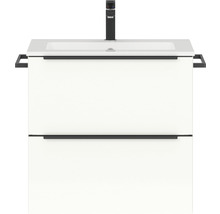 Badmöbel-Set NOBILIA Programm 1 4 BxHxT 61 x 59,1 x 48,7 cm Frontfarbe weiß hochglanz mit Möbel-Waschtisch Griffleiste schwarz 004