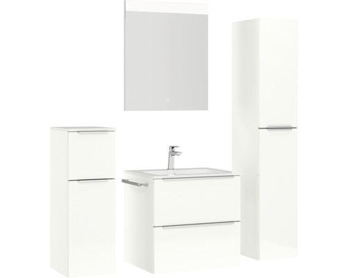 Badezimmer-Set mit Waschtisch, Spiegelschrank und Hochschrank