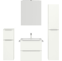 Badmöbel-Set NOBILIA Programm 1 33 BxHxT 140 x 169,1 x 48,7 cm Frontfarbe weiß matt mit Möbel-Waschtisch und Spiegelschrank 1-türig mit LED-Beleuchtung Unterschrank Midischrank Griffleiste chrom matt 033