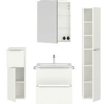 Badezimmer-Set mit Waschtisch, Spiegelschrank und Hochschränken