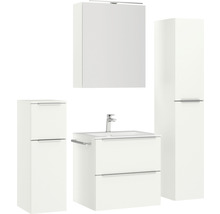 Badmöbel-Set NOBILIA Programm 1 33 BxHxT 140 x 169,1 x 48,7 cm Frontfarbe weiß matt mit Möbel-Waschtisch und Spiegelschrank 1-türig mit LED-Beleuchtung Unterschrank Midischrank Griffleiste chrom matt 033