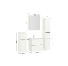 Badmöbel-Set NOBILIA Programm 1 33 BxHxT 140 x 169,1 x 48,7 cm Frontfarbe weiß matt mit Möbel-Waschtisch und Spiegelschrank 1-türig mit LED-Beleuchtung Unterschrank Midischrank Griffleiste chrom matt 033