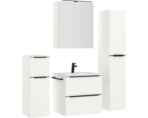 Badezimmer-Set mit Waschtisch, Spiegelschrank und Hochschrank für Badezimmer