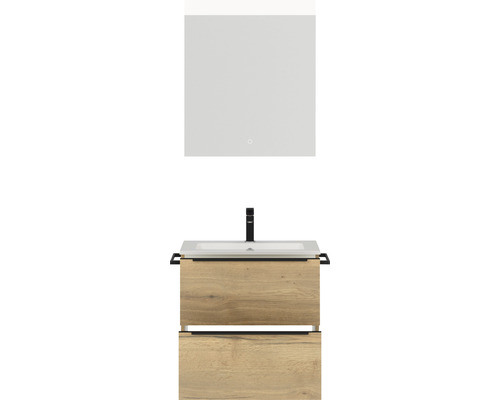 Badezimmerset mit Waschbeckenunterschrank, Aufsatzwaschbecken und Spiegelschrank