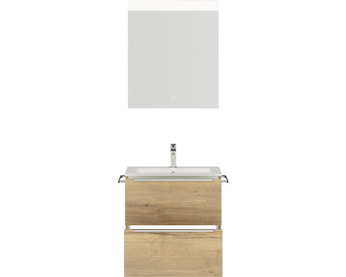 Waschtisch mit Unterschrank und Spiegel mit Beleuchtung für das Badezimmer