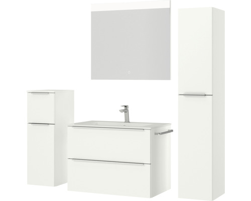 Badezimmer Set mit Waschtisch, Spiegelschrank und Hochschrank