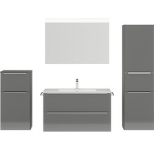 Badezimmermöbel-Set mit Waschtisch, Spiegelschrank und Hochschränken