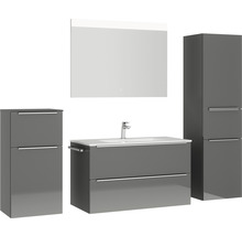 Komplettes Badezimmerset mit Waschtisch, Spiegelschrank und zwei Hochschränken