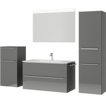 Badezimmer-Set mit Waschtisch, Spiegelschrank und Hochschrank