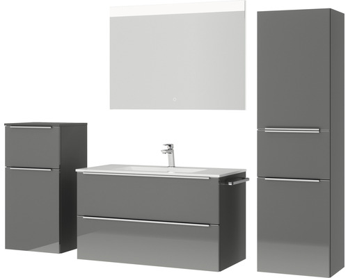 Badezimmer-Set mit Waschtisch, Spiegelschrank und Hochschrank