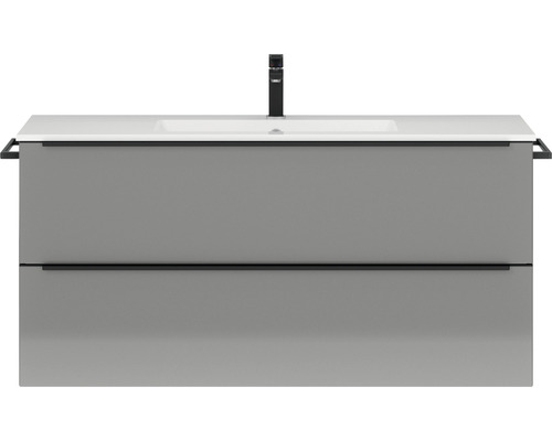 Badmöbel-Set NOBILIA Programm 1 125 BxHxT 121 x 59,1 x 48,7 cm Frontfarbe grau hochglanz mit Möbel-Waschtisch Griffleiste schwarz 125 Badmöbel-Set NOBILIA Programm 1 125 BxHxT 121 x 59,1 x 48,7 cm Frontfarbe grau hochglanz mit Möbel-Waschtisch Griffleiste schwarz 125