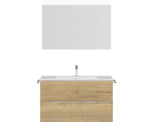 Waschtischkombination mit Spiegel und zwei Schubladen