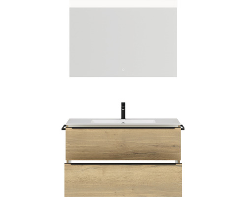 Waschtischkombination mit Spiegel, Waschbecken und Unterschrank