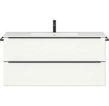 Badmöbel-Set NOBILIA Programm 1 121 BxHxT 121 x 59,1 x 48,7 cm Frontfarbe weiß matt mit Möbel-Waschtisch Griffleiste schwarz 121