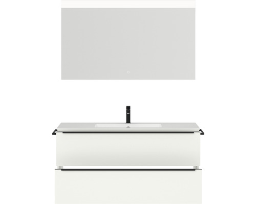 Badezimmerset mit Waschtischunterschrank, Aufsatzwaschbecken und Spiegel