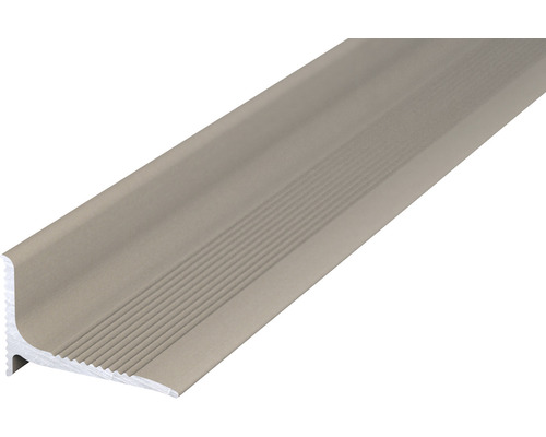 Abschlussprofil Aluminium Edelstahloptik eloxiert 13x20x2500 mm Treppenkantenprofil aus Aluminium mit geriffelter Oberfläche