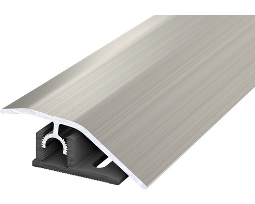 Anpassungsprofil Aluminium Edelstahl gebürstet eloxiert 10x44x2700 mm Übergangsprofil aus Aluminium und Kunststoff