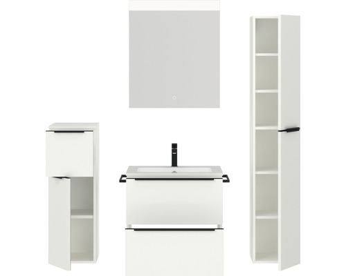 Badezimmer-Set mit Spiegelschrank, Waschbeckenunterschrank und Hochschrank
