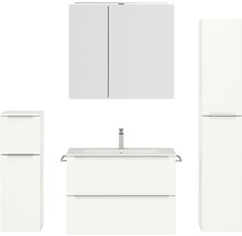 Badezimmer-Set mit Waschtisch, Spiegelschrank und Hochschrank für eine moderne Badgestaltung