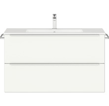 Badmöbel-Set NOBILIA Programm 1 BxHxT 101 x 59,1 x 48,7 cm Frontfarbe weiß matt mit Möbel-Waschtisch Griffleiste chrom matt 080