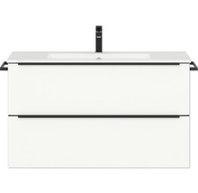 Badmöbel-Set NOBILIA Programm 1 81 BxHxT 101 x 59,1 x 48,7 cm Frontfarbe weiß matt mit Möbel-Waschtisch Griffleiste schwarz 081