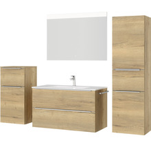 Badezimmermöbelset mit Waschtisch, Spiegelschrank und Hochschrank
