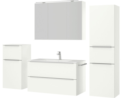 Badezimmer-Set mit Waschtisch, Spiegelschrank und Seitenschrank