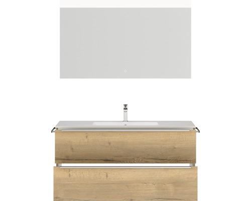 Waschtischkombination mit Spiegel und zwei Schubladen