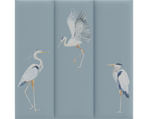 Drei Wandpaneele mit Reihermotiven