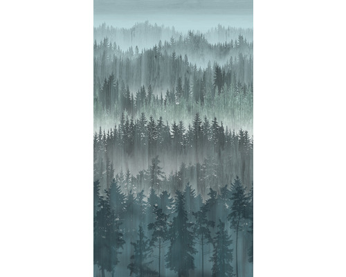 Fototapete Vlies 39181-3 The Wall II Aquarell Wald petrol 3-tlg. 159 x 280 cm Tapete mit Waldmotiv
