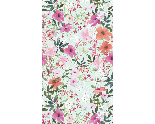 Fototapete Vlies 39195-1 The Wall II Blumenranken Grün Pink 3-tlg. 159 x 280 cm Blumenmuster mit verschiedenen Blumen