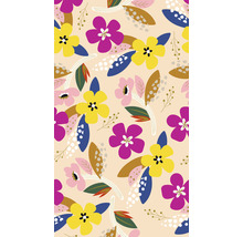 Blumenmuster Tapete mit gelben und violetten Blüten