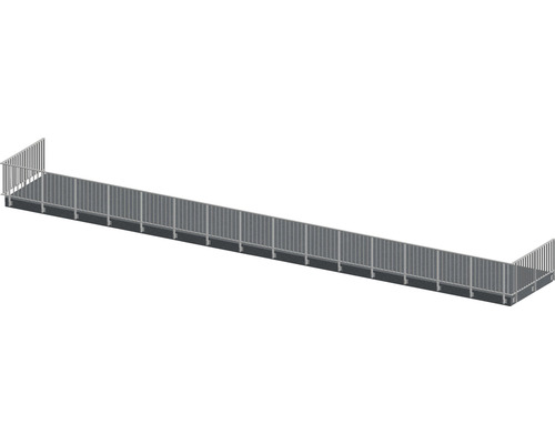 Pertura Geländer-Komplettset Triton taupe U-Form Aluminium für Seitenmontage 20 m