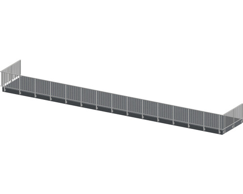 Pertura Geländer-Komplettset Triton taupe U-Form Aluminium für Seitenmontage 19 m Pontonsteg mit Geländer