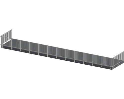 Pertura Geländer-Komplettset Triton taupe U-Form Aluminium für Seitenmontage 17 m