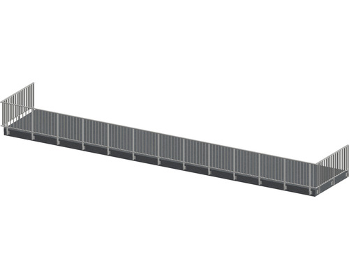 Pertura Geländer-Komplettset Triton taupe U-Form Aluminium für Seitenmontage 17 m Illustration eines modularen Pontonsystems mit Geländer