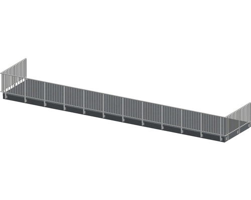 Pertura Geländer-Komplettset Triton taupe U-Form Aluminium für Seitenmontage 16 m
