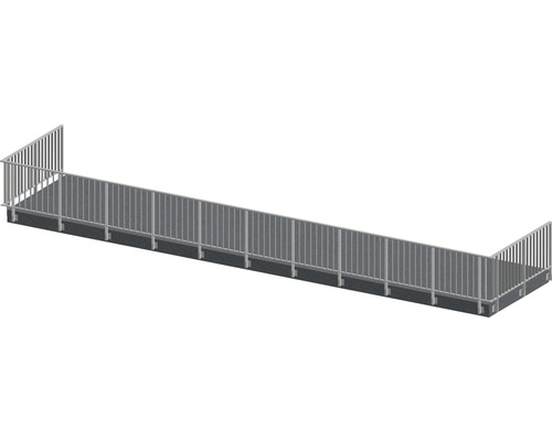 Pertura Geländer-Komplettset Triton taupe U-Form Aluminium für Seitenmontage 15 m