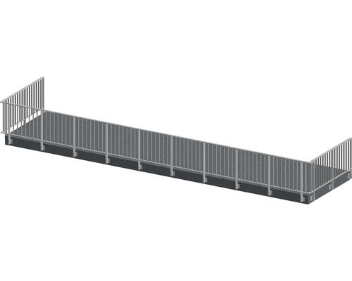 Pertura Geländer-Komplettset Triton taupe U-Form Aluminium für Seitenmontage 14 m
