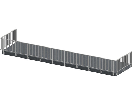 Pertura Geländer-Komplettset Triton taupe U-Form Aluminium für Seitenmontage 14 m Rampe mit Geländer