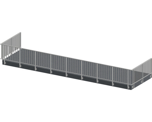 Pertura Geländer-Komplettset Triton taupe U-Form Aluminium für Seitenmontage 13 m Balkon mit Geländer